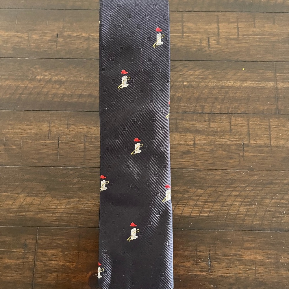 Polo by Ralph Lauren Dark Blue Tie with Red and White Pattern